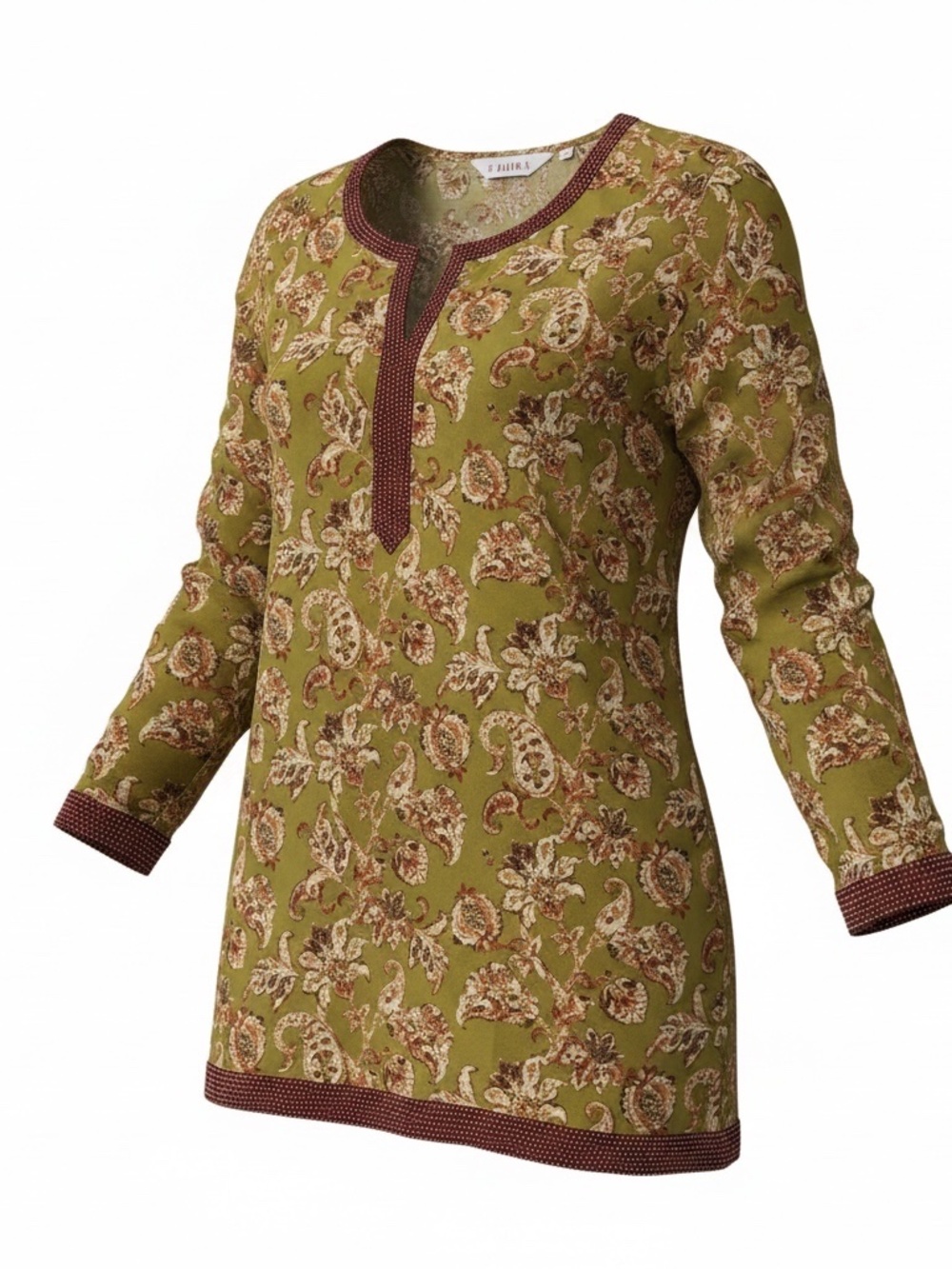 Biba Mustard Art Silk Straight 3/4 sleeve tunic top - size 36 (small) 🌟